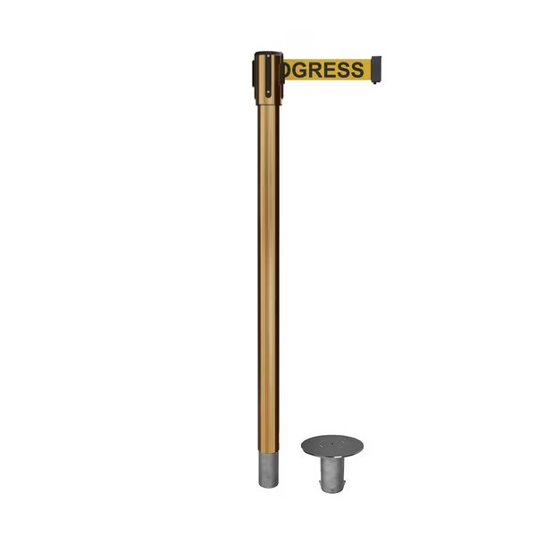 Retractable Belt Removable Stanchion, 2ft Sat.Brass Post  9ft. Clea, Montour Line, Mfr#: MX530R-SB-CLEANYB-90